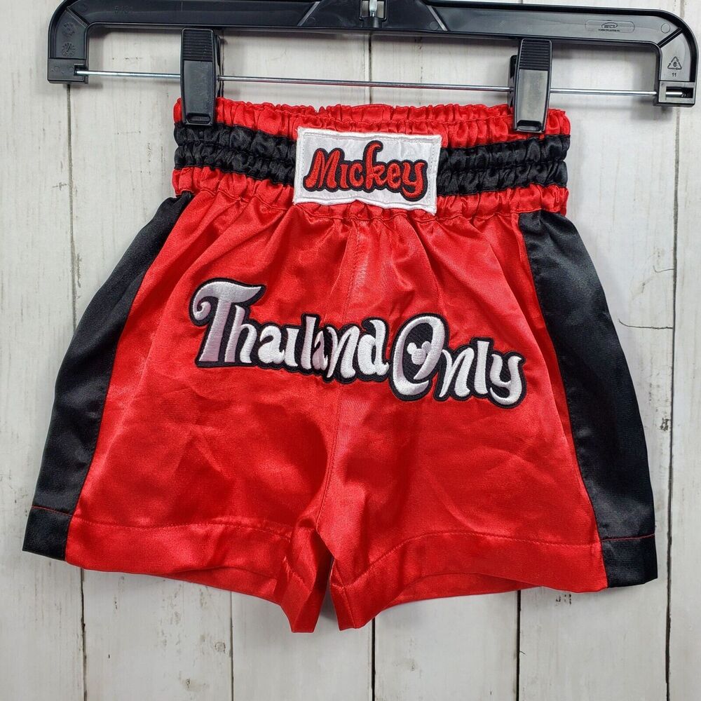 Disney Thailand Mickey Mouse Boxing Style Shorts Kids Size 2Y Red Black Satin